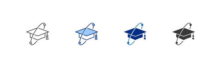 Education Vector Icon Set in Line, Glyph and Blue Style