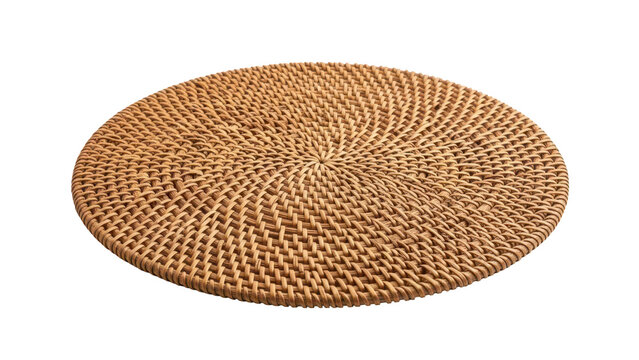 Rattan placemat isolated on transparent or white background, png