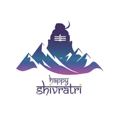 Fototapeta premium Happy shivratri illustration with lord shiva's silhouette over mountains Vector, illustration