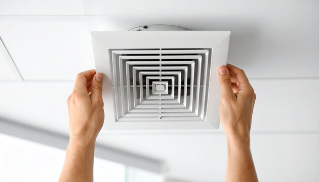 Hand Installing a New Ceiling Air Vent