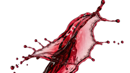 Red wine splash isolated on transparent or white background, png