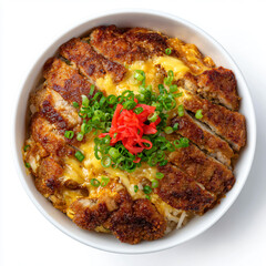 Pork Katsu Donburi Bowl with Egg and Garnish