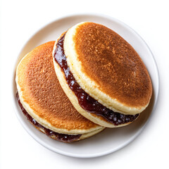 Japanese Dorayaki Pancakes with Red Bean Filling on Plate