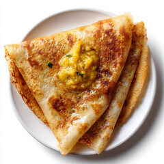 Traditional Indian Dosa with Chutney