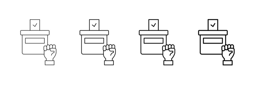 Voting Power Icons Vector Set In Different Stroke Line Style