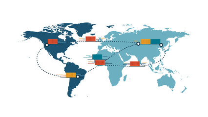 Obraz premium Global connectivity network map with interconnected continents and data points