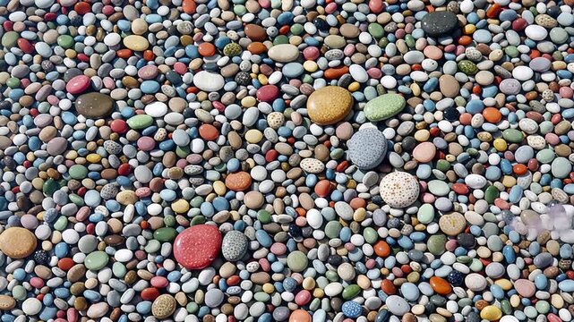 colorful textured stones on beach with gentle wave motion | calm, relaxing, meditative, nature, beauty theme