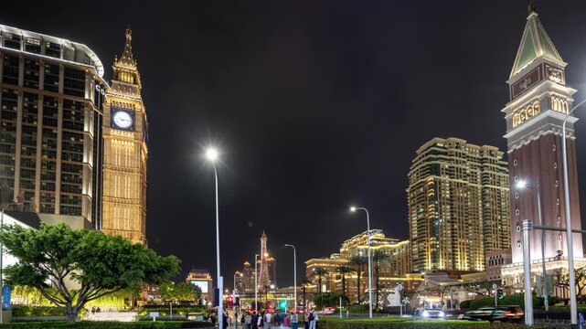 amazing macau casino skyline with replica of london big ben