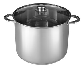 Stainless steel pot without logo with glass lid and handles