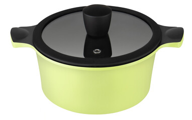 Modern Lime Green Saucepan with Glass Lid and Silicon Handles