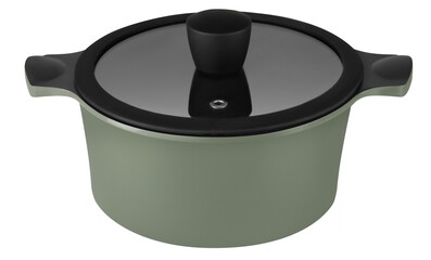 Modern Olive Casserole Dish Isolated on White Background