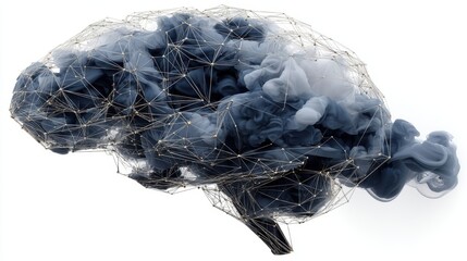 Abstract Brain Neural Network and Ink Art