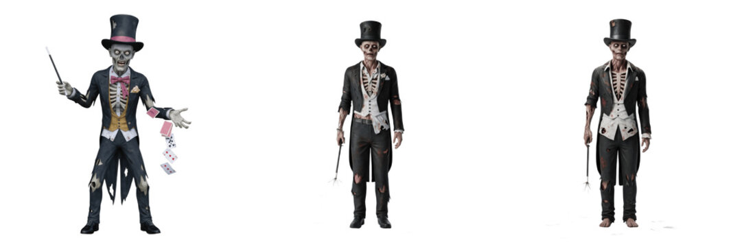 Zombie magician, undead magician, walking dead illusionist, infected magician, magic zombie, horror magician zombie, apocalyptic magician, zombified illusionist, occult ghoul, mago zombi, magicien zom