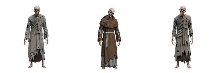 Obraz premium Zombie monk, undead monk, walking dead monk, infected monk, religious zombie, cloister ghoul, apocalyptic monk, zombified ascetic, undead monk figure, monje zombi, moine zombie