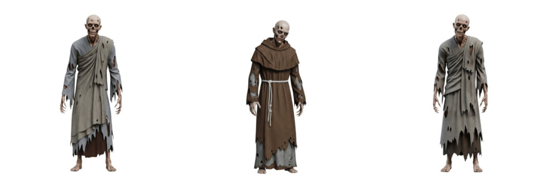 Zombie monk, undead monk, walking dead monk, infected monk, religious zombie, cloister ghoul, apocalyptic monk, zombified ascetic, undead monk figure, monje zombi, moine zombie