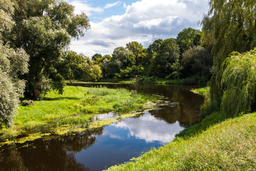 Fototapeta premium The Mukhavets River near the Brest Fortress. Brest, Belarus