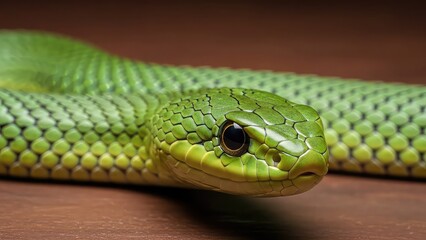 Fototapeta premium Close up view of a dangerous green snake