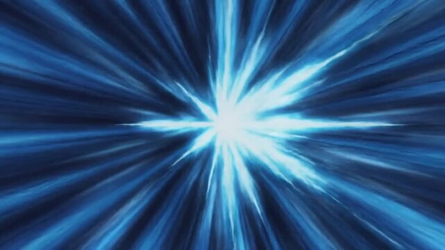 Abstract blue energy burst animation with concentrated lines expanding from the center creating a bright light