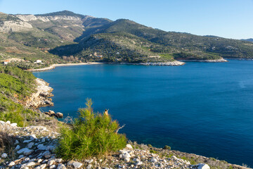Landscape of coastline of Thassos island, Greece