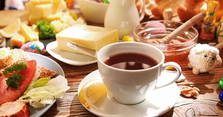 Traditional Breakfast Setup With Natural Ambiance, Elegant Rustic Setting For Peaceful Morning Meal