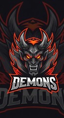 Demonic Mascot Logo - Fierce Demon with Horns and Glowing Eyes.
