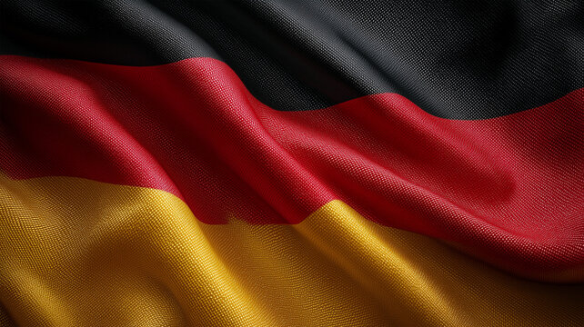 ドイツ国旗の波打つ布地クローズアップ表現