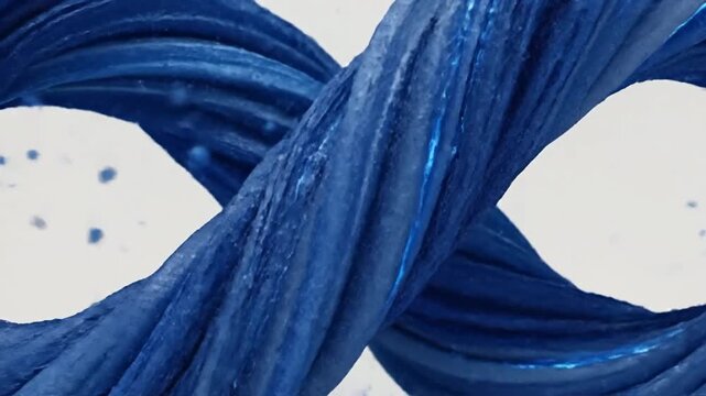 Abstract infinity symbol with blue textured surface and splash effect, symbolizing endless possibilities.