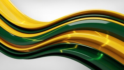 Abstract Gold and Green Wavy Lines Background, Smooth Curves, Energy Flow, Futuristic Design