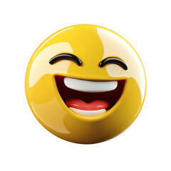 Fototapeta premium A cheerful laughing face emoji with closed eyes and an open mouth, conveying joy and amusement.