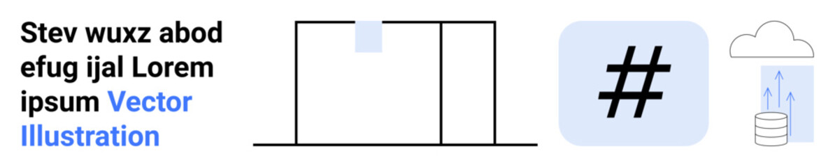 Obraz premium Block of text, metadata tag icon, cloud, and database imagery. Ideal for technology, computing, data storage, analytics, coding content creation and a simple landing page