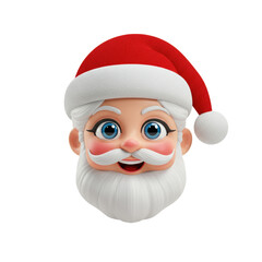 stylized 3d render of joyful mrs. claus mascot icon, featuring rosy cheeks and a red velvet santa hat, isolated on a transparent background. concept for holiday branding