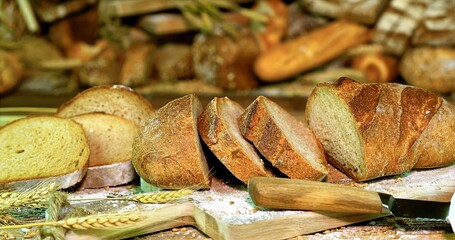 Selection Of Handcrafted Bread Loaves With Flour Dusting Against Rustic Setting To Attract Customers