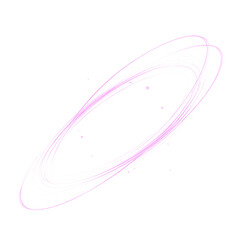 Dynamic pink neon orbit ring with glowing particles and light trails. Transparent PNG overlay for futuristic interfaces, space themes, and motion graphics.