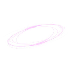 Dynamic pink neon orbit ring with glowing particles and light trails. Transparent PNG overlay for futuristic interfaces, space themes, and motion graphics.