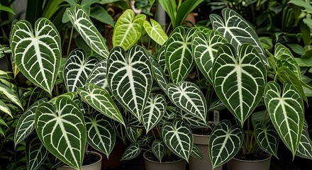 Lush Anthurium Crystallinum - A Captivating Display of Veined Foliage.