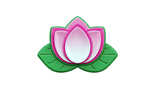 Pink and Green Lotus Flower 3D Icon - Powered by Adobe