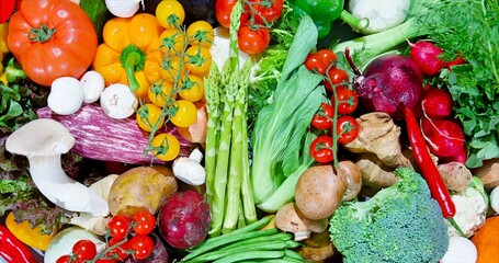 Colorful Assortment Of Fresh Vegetables, Vibrant Display Of Farmfresh Vegetables And Colorful Fruits