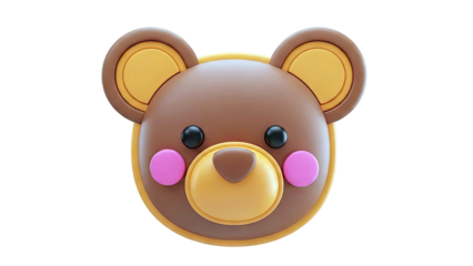 Cute 3D Teddy Bear Face Illustration