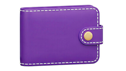 3D Render of a Purple Bifold Wallet with Gold Button