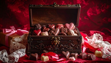 大人バレンタイン宝箱チョコ背景