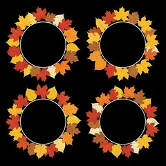 Autumn Leaf Wreaths - Colorful Fall Foliage Frames for Seasonal Designs.