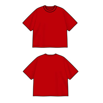 Vector plain red short sleeve boxy t-shirt