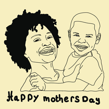 happy mothers day, love, child, children, happy, smaliing, parents, baby, vectors ilustration, line art, silouet, hand draw, drawing, comics style, black and white, whiteboard,.