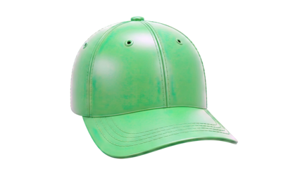 Green Baseball Cap on White Background