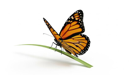Obraz premium Monarch Butterfly Resting on Green Blade