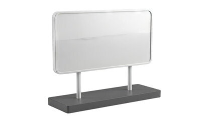 Fototapeta premium Blank White Sign on Gray Base with Metal Frame