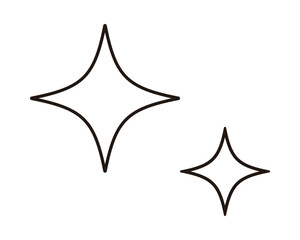 Fototapeta premium Sparkle star icon, hand-drawn line art vector illustration.