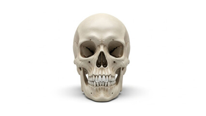 Fototapeta premium Human Skull Front View on White Background
