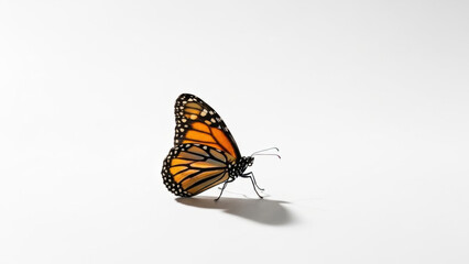 Obraz premium Monarch Butterfly Walking on White Surface