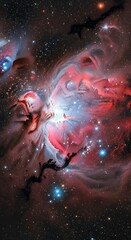 Orion Nebulas Cosmic Dance - A Stellar Symphony of Light and Color.